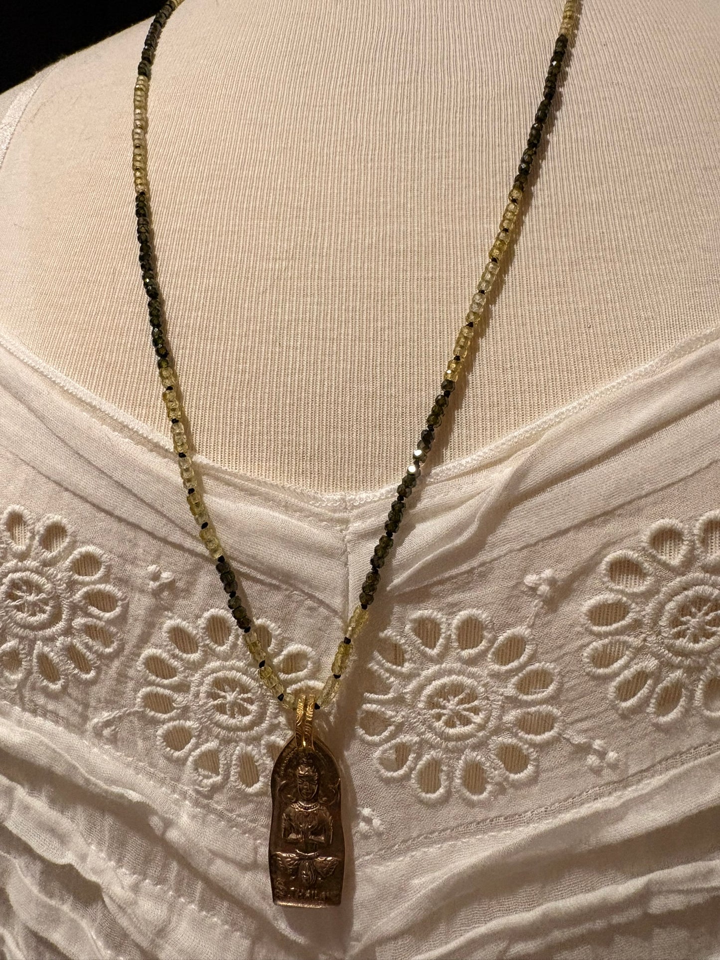 Multi Zircon with Brass Buddha Necklace