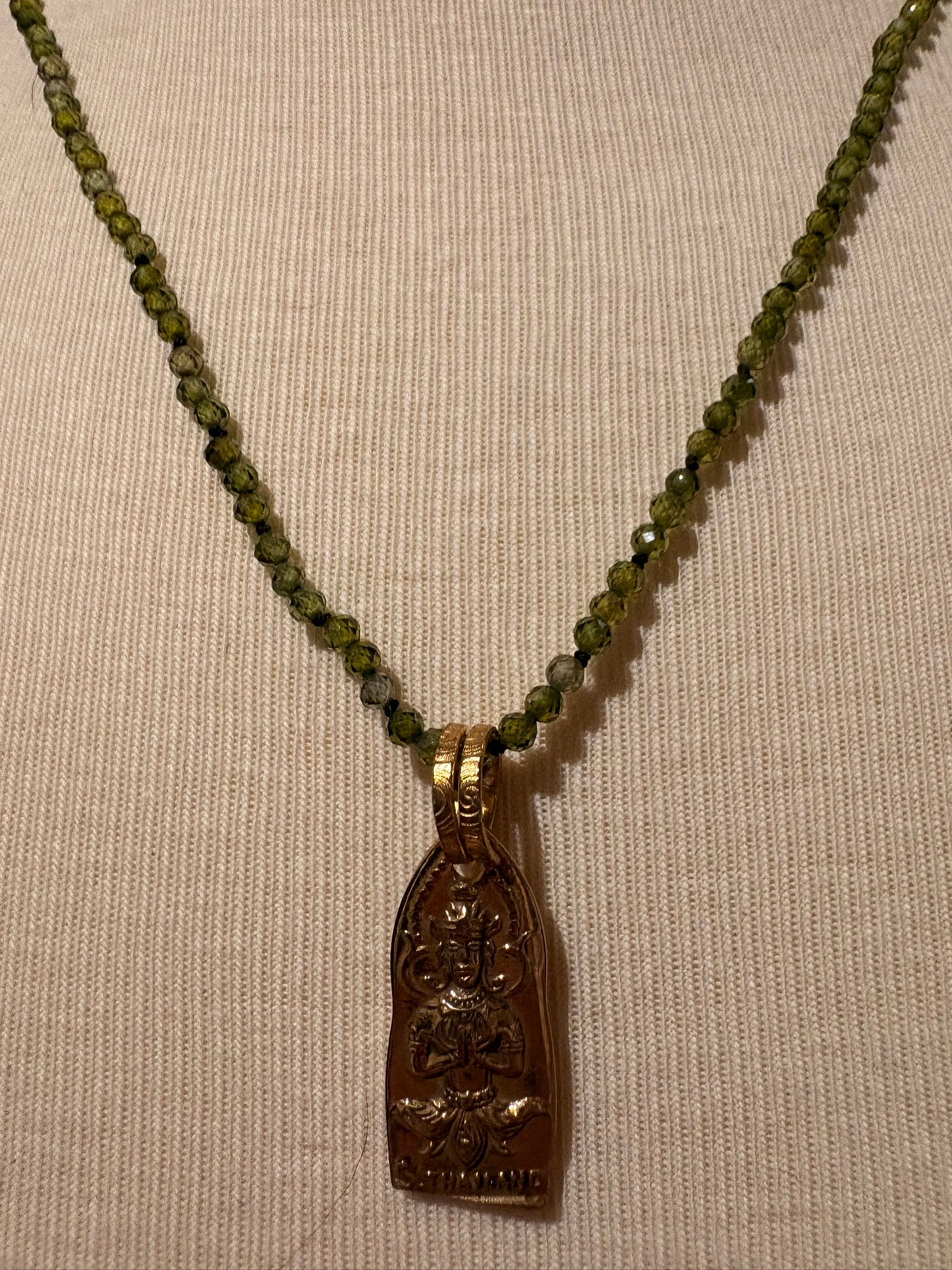 Cubic Zirconia with Brass Buddha Necklace - Short