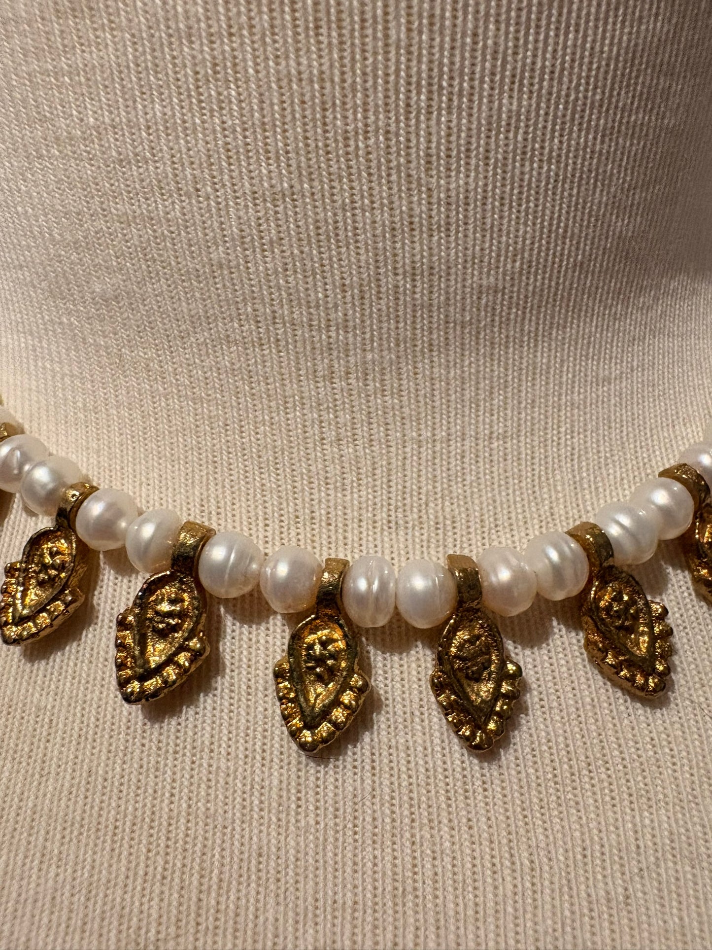 Pearl with Brass Necklace
