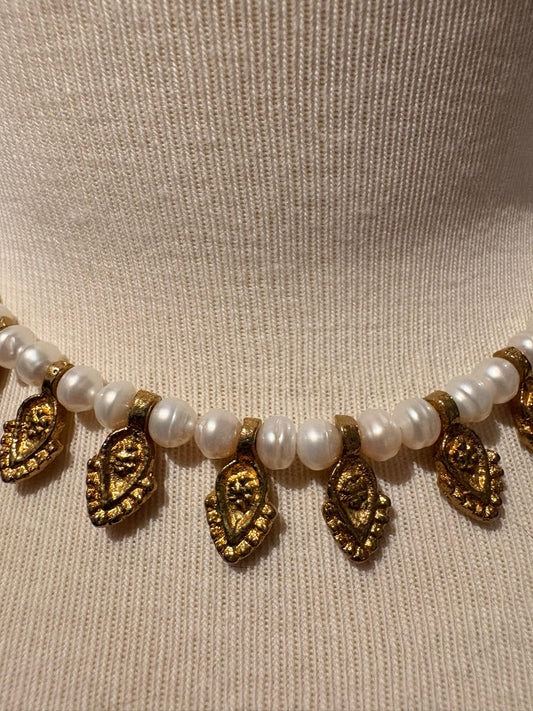 Pearl with Brass Necklace