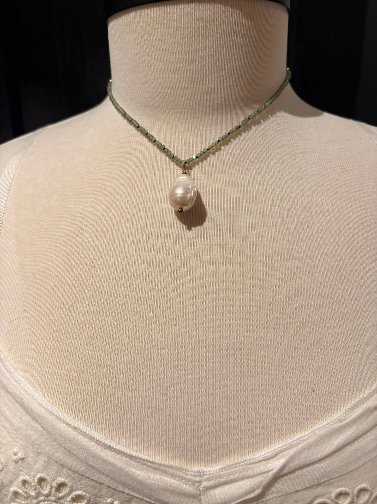 Apatite with Baroque Pearl Pendant