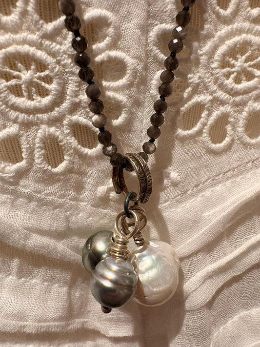 Obsidian with Tahitian Pearl Necklace