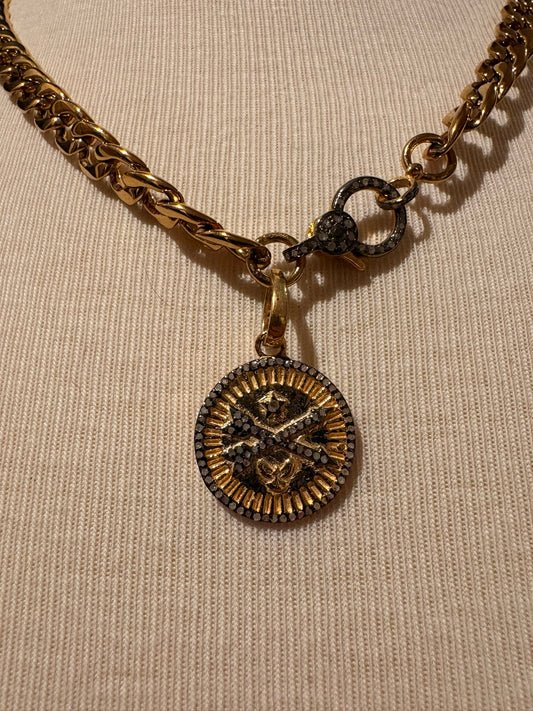 Gold Plated Chain with Diamond Arrow Necklace
