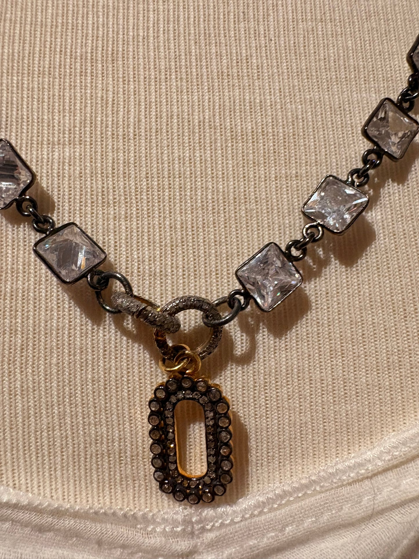 Cubic Zirconia with Diamond Clasp Pendant