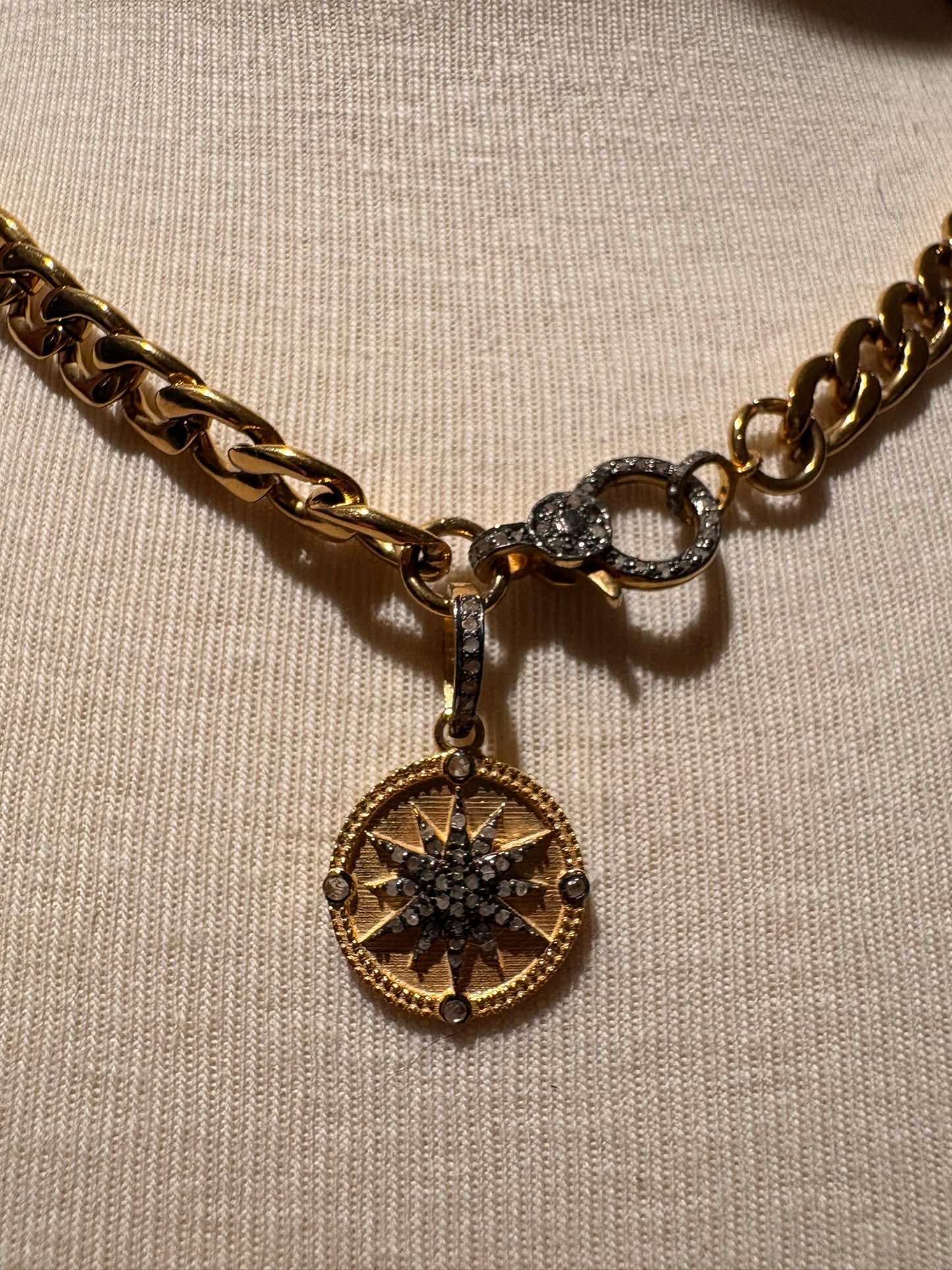 Gold Plated Chain with Diamond Starburst Pendant