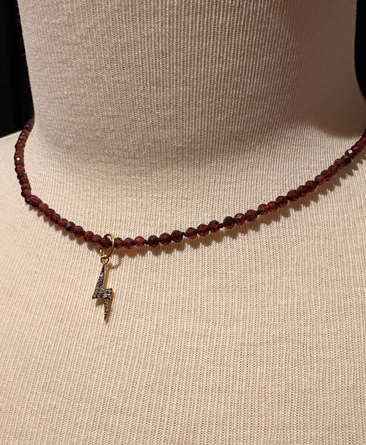Garnet with Diamond Lightning Bolt Pendant