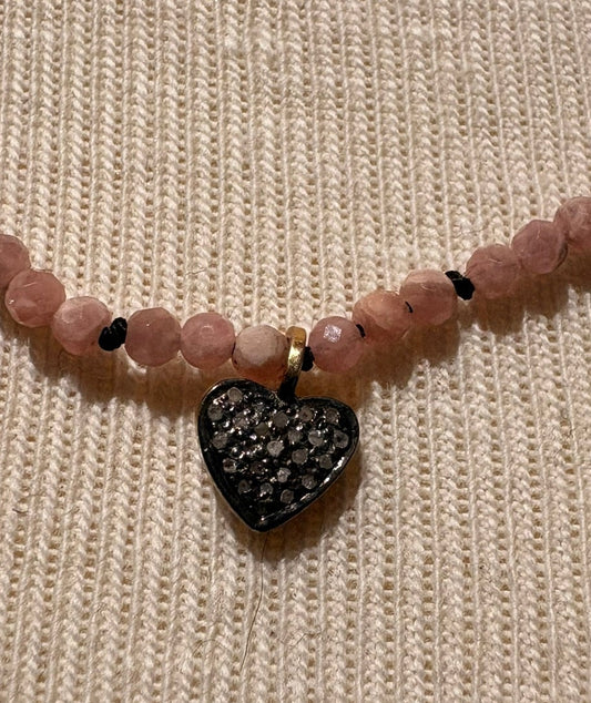 Rodochrosite with Diamond Heart Pendant