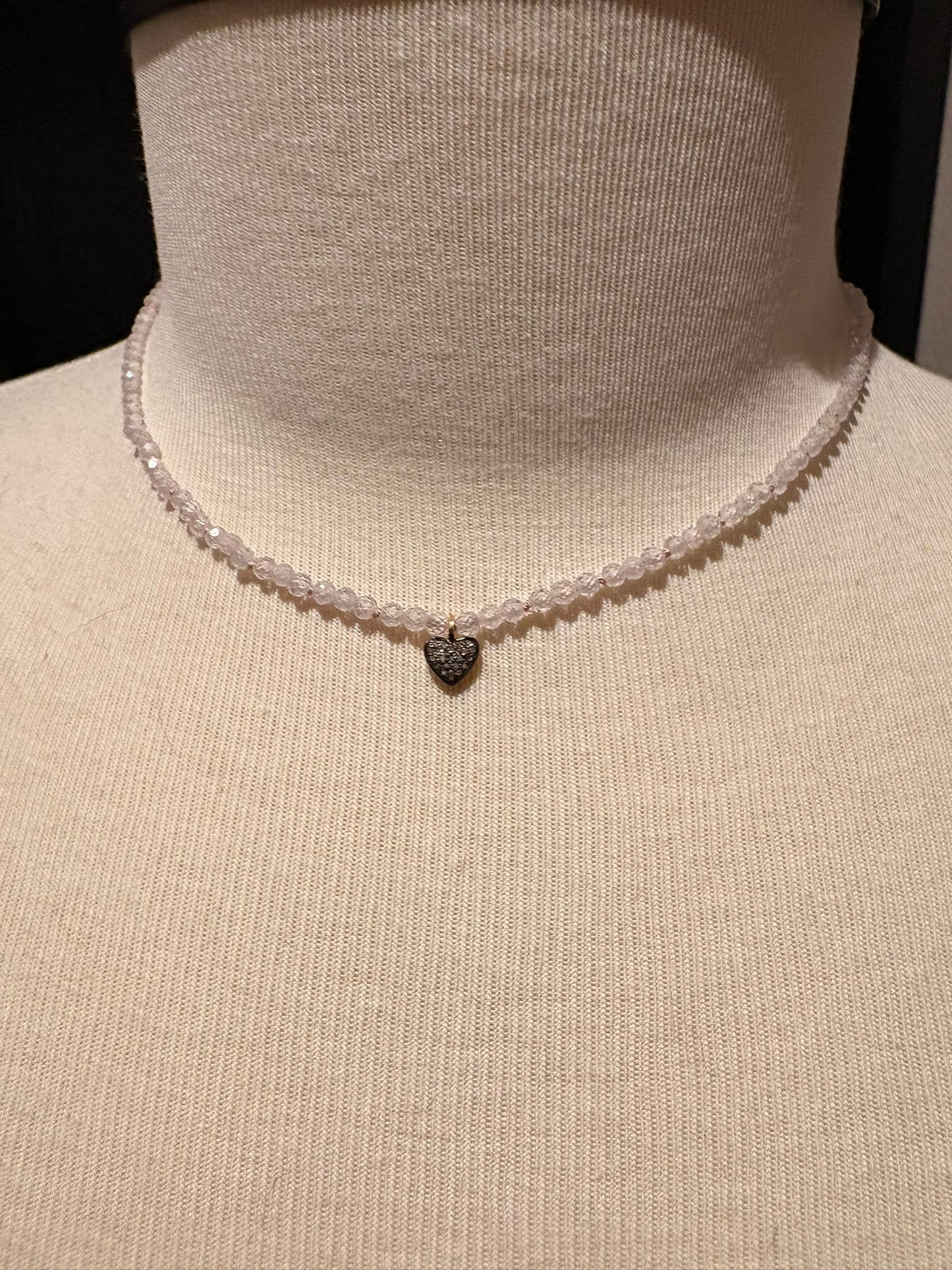 Cubic Zirconia with Diamond Heart Pendant