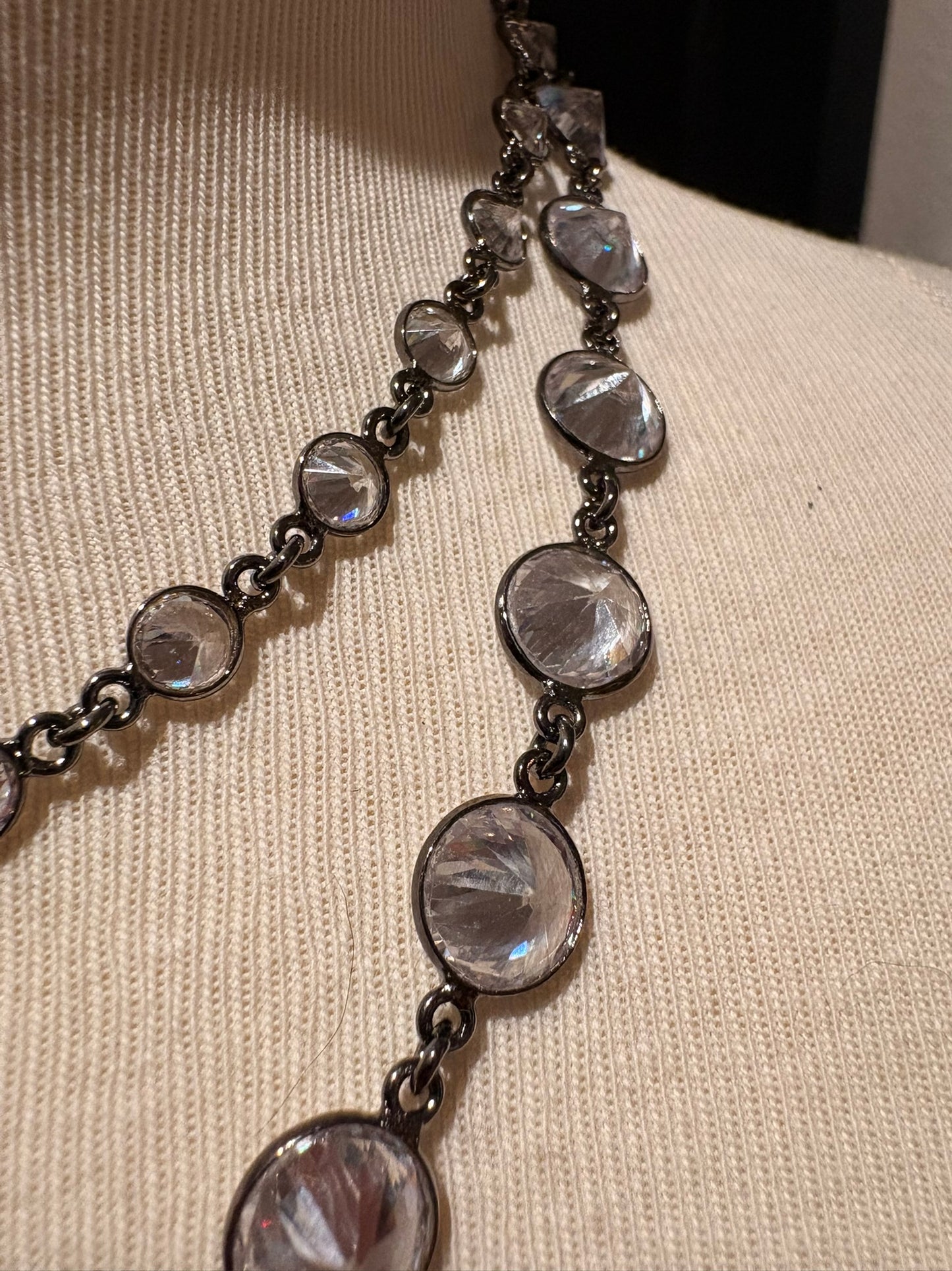 Cubic Zirconia with Diamond Clasp Necklace