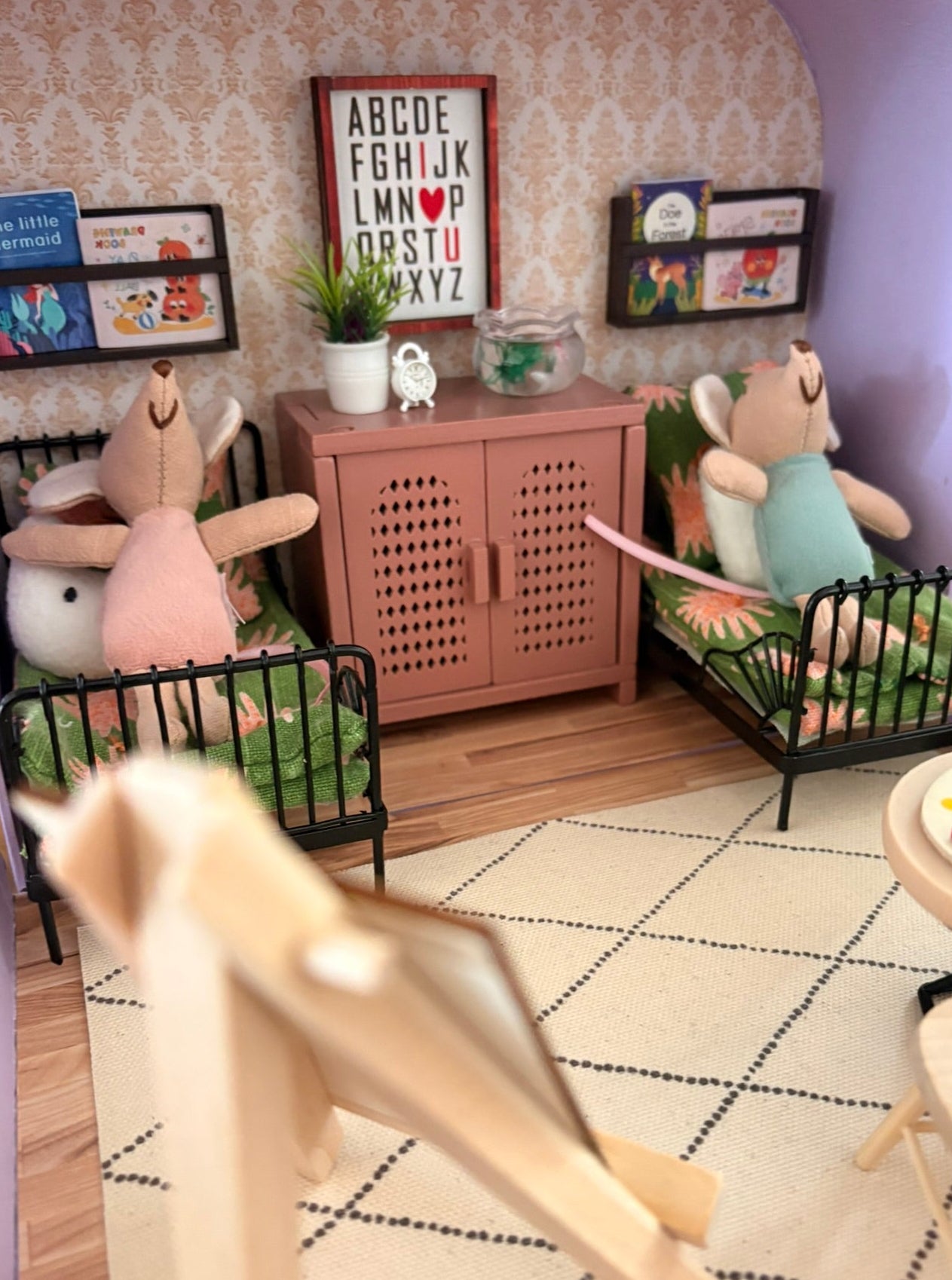 Handmade Storybook Bedroom Dollhouse in a Suitcase