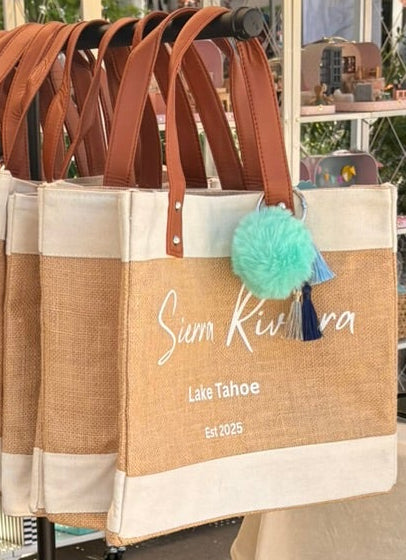 Sierra Riviera Lake Tahoe Market Tote – Canvas & Jute Everyday Beach Bag