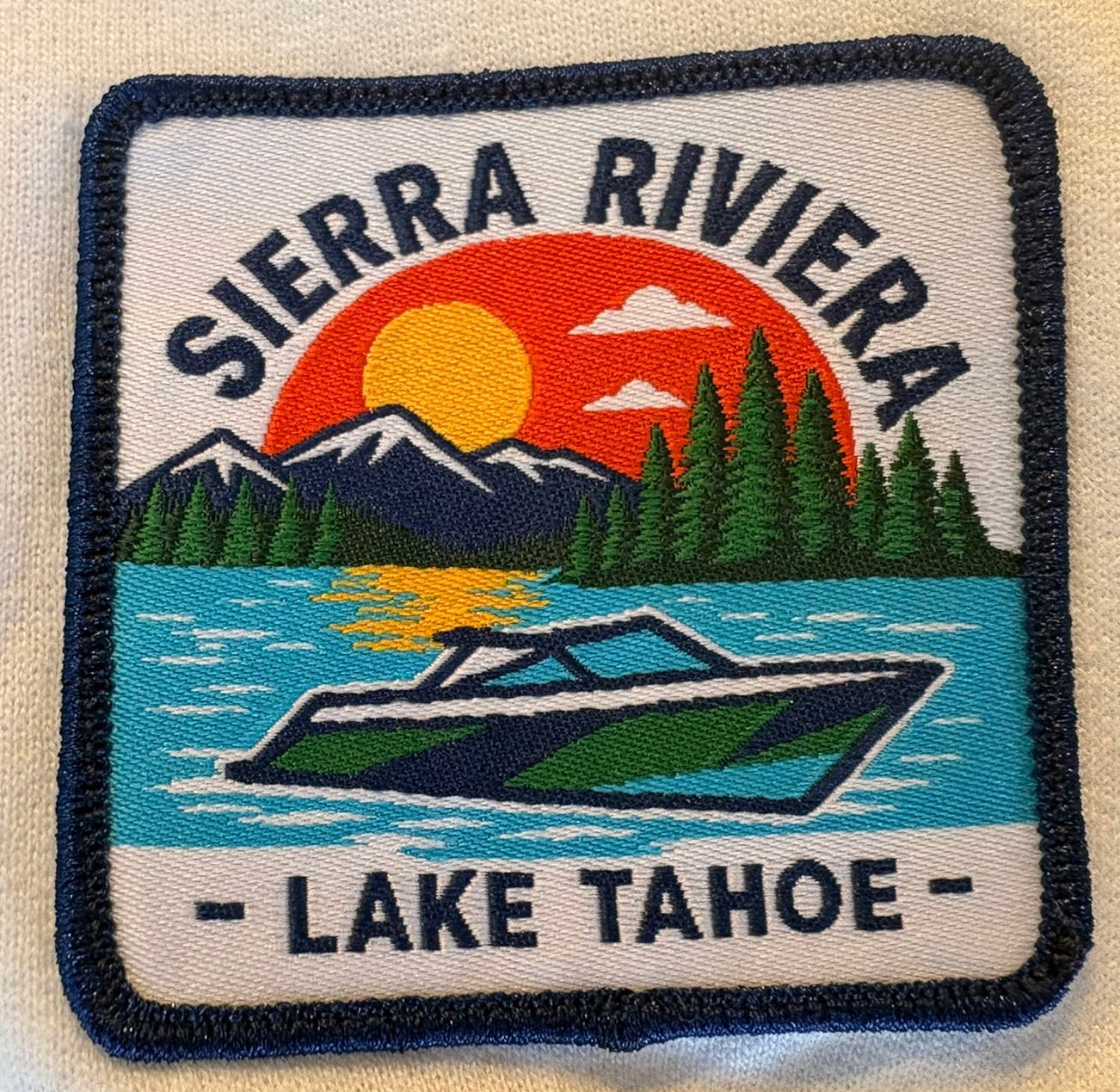 Lake Graphic Sweatshirt with Sierra Riviera Patch – Cozy Vintage Lake Tahoe Pullover