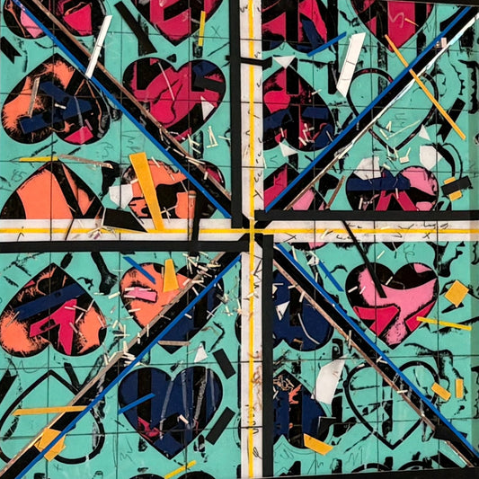 Heart Grid – Mixed Media - 12"x12"