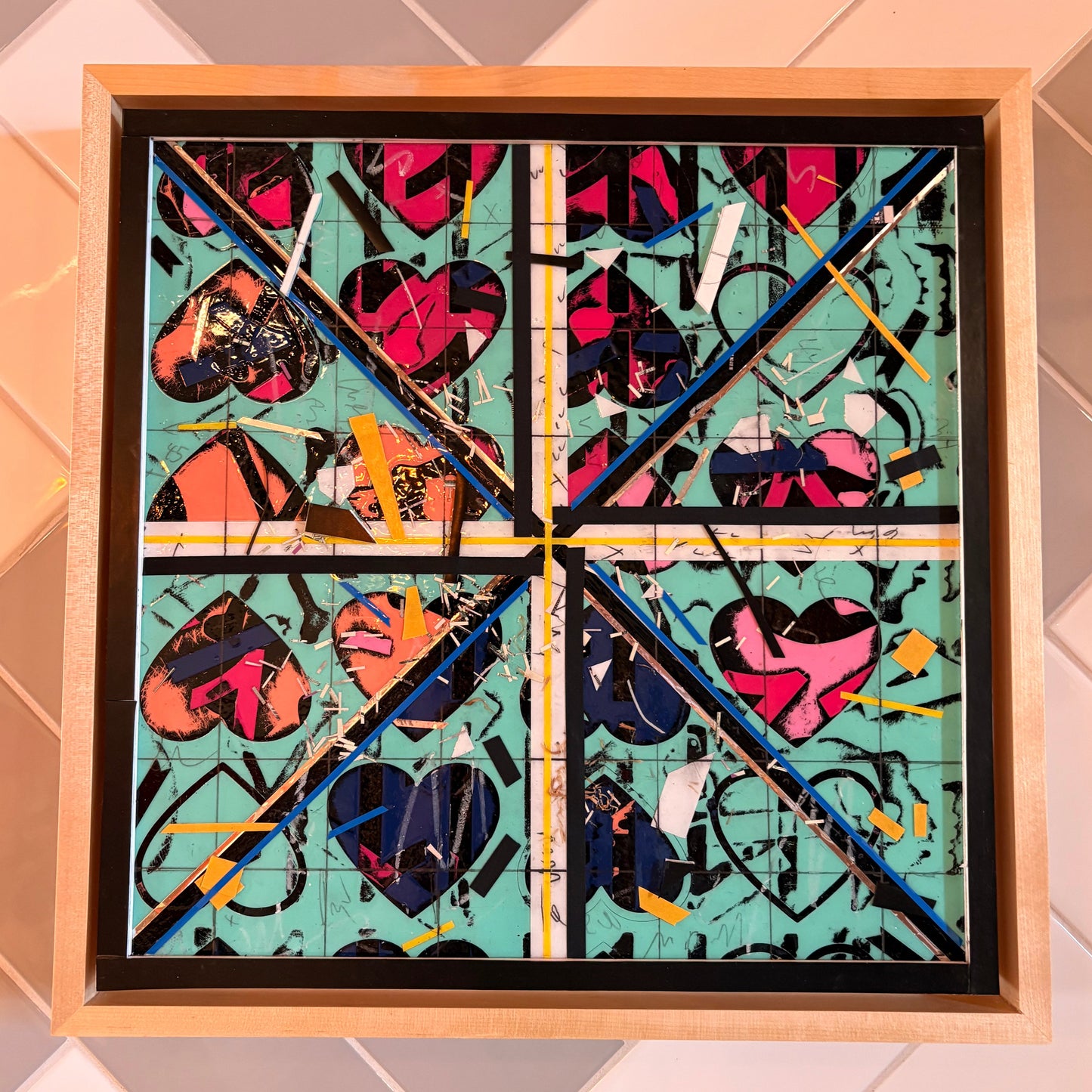 Heart Grid – Mixed Media - 12"x12"