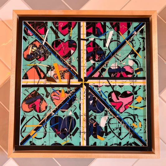 Heart Grid – Mixed Media - 12"x12"