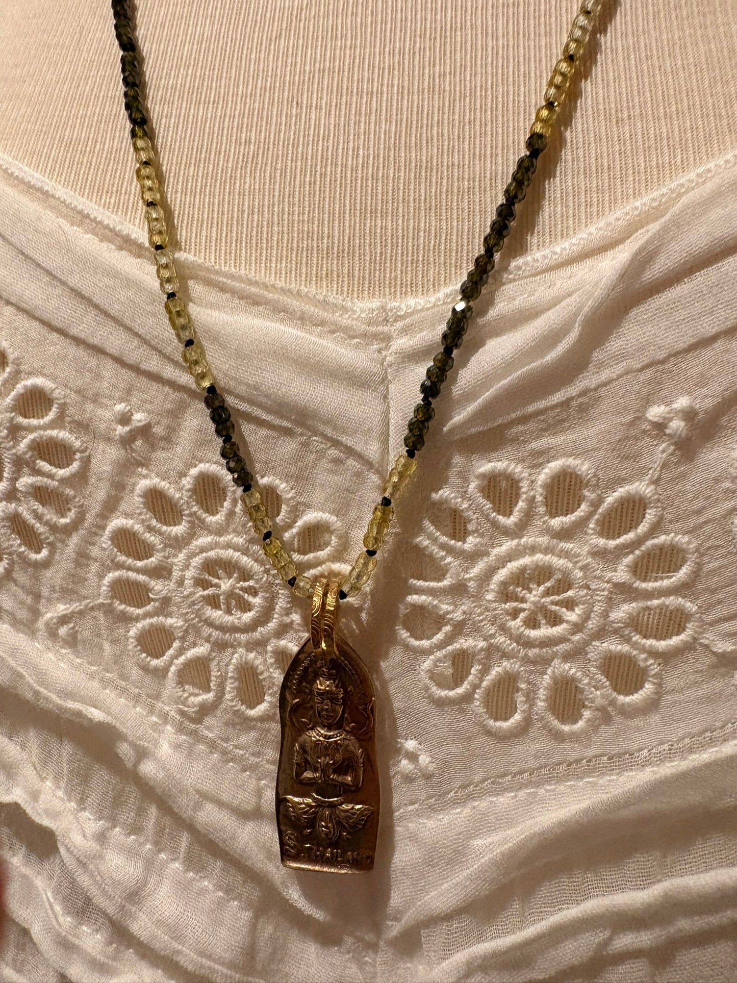 Multi Zircon with Brass Buddha Necklace