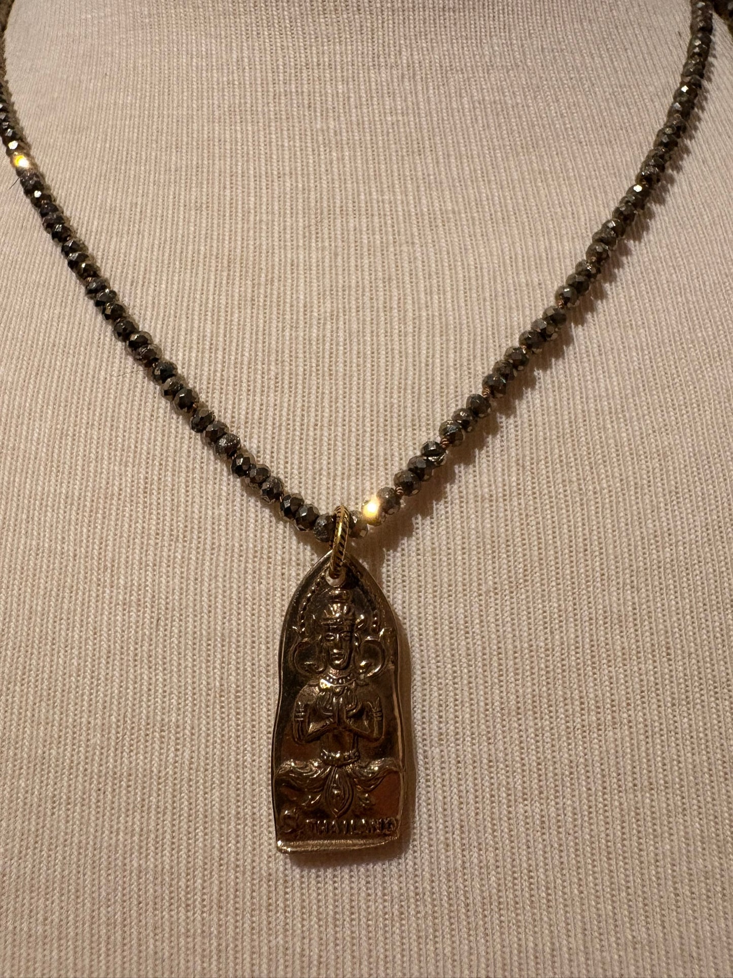 Pyrite with Brass Buddha Necklace - SOLD