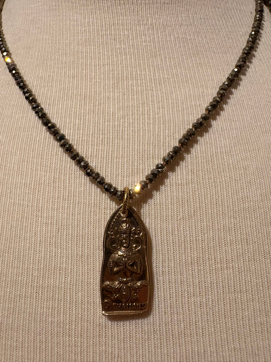 Pyrite with Brass Buddha Necklace - SOLD