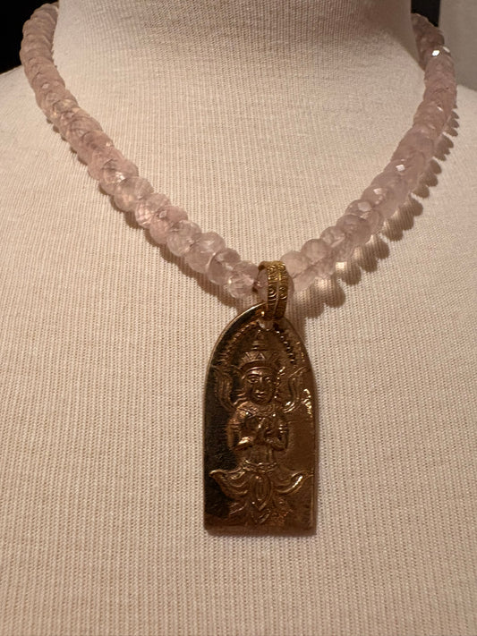 Rose Quartz with Buddha Necklace