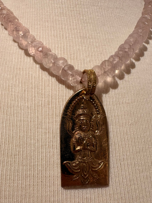 Rose Quartz with Buddha Necklace