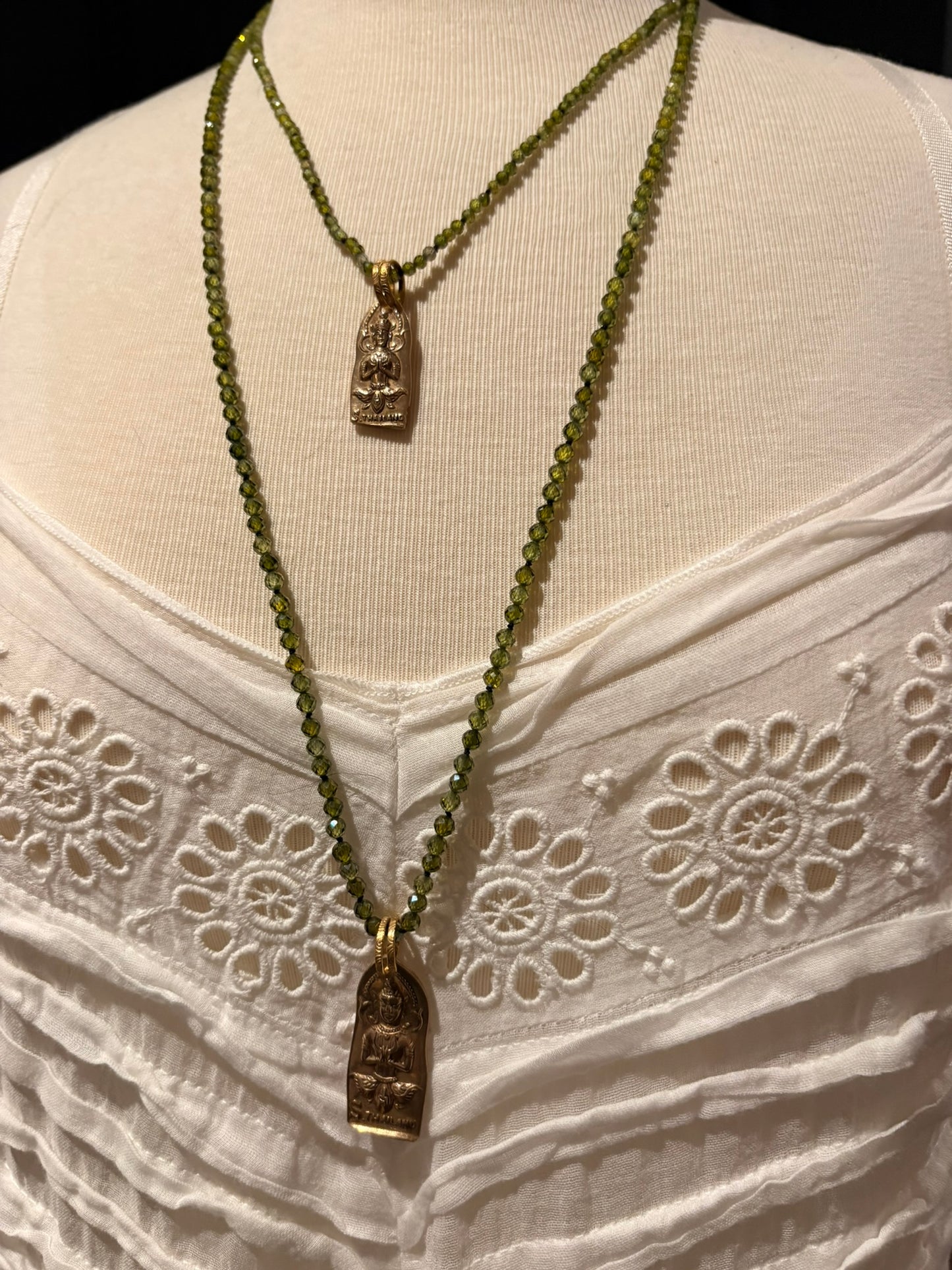 Cubic Zirconia with Brass Buddha Necklace - Long