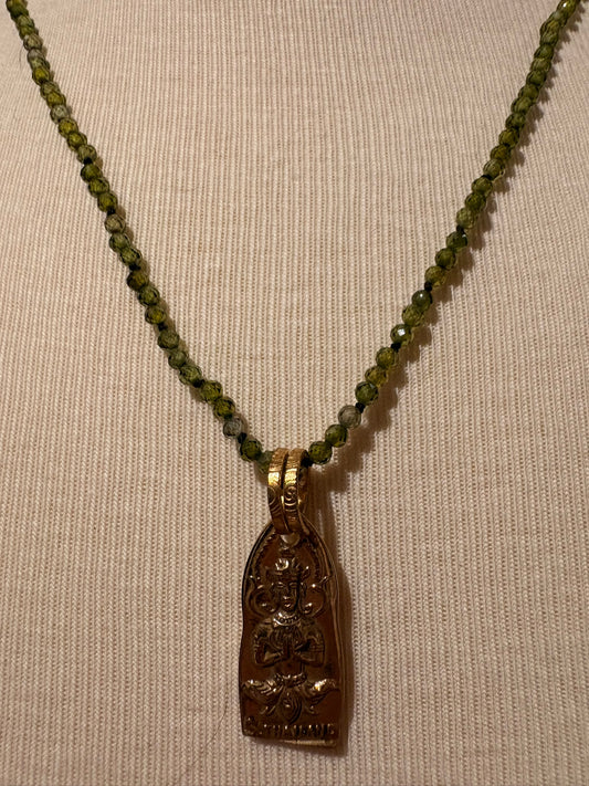 Cubic Zirconia with Brass Buddha Necklace - Short