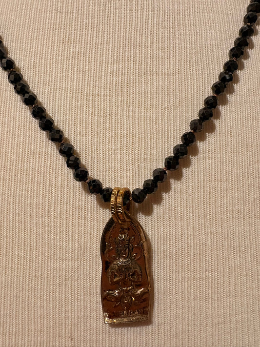 Cubic Zirconia with Brass Buddha Necklace