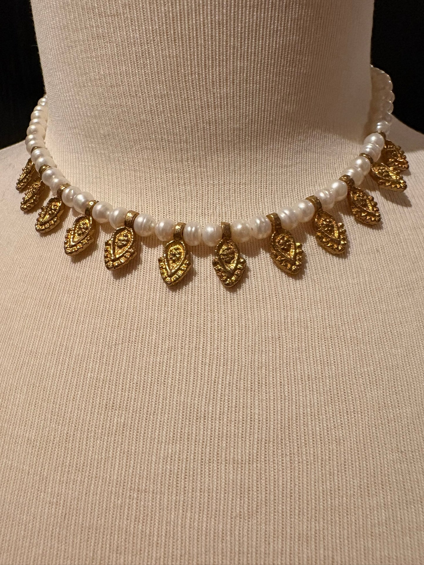 Pearl with Brass Necklace
