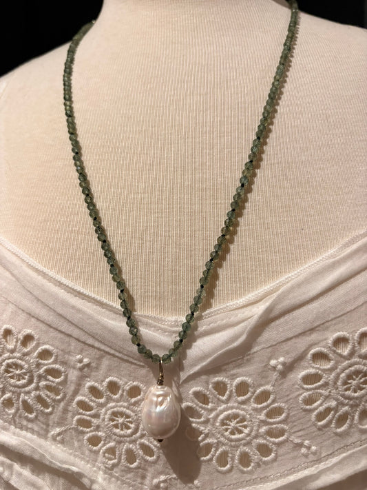 Apatite with Baroque Pearl Pendant