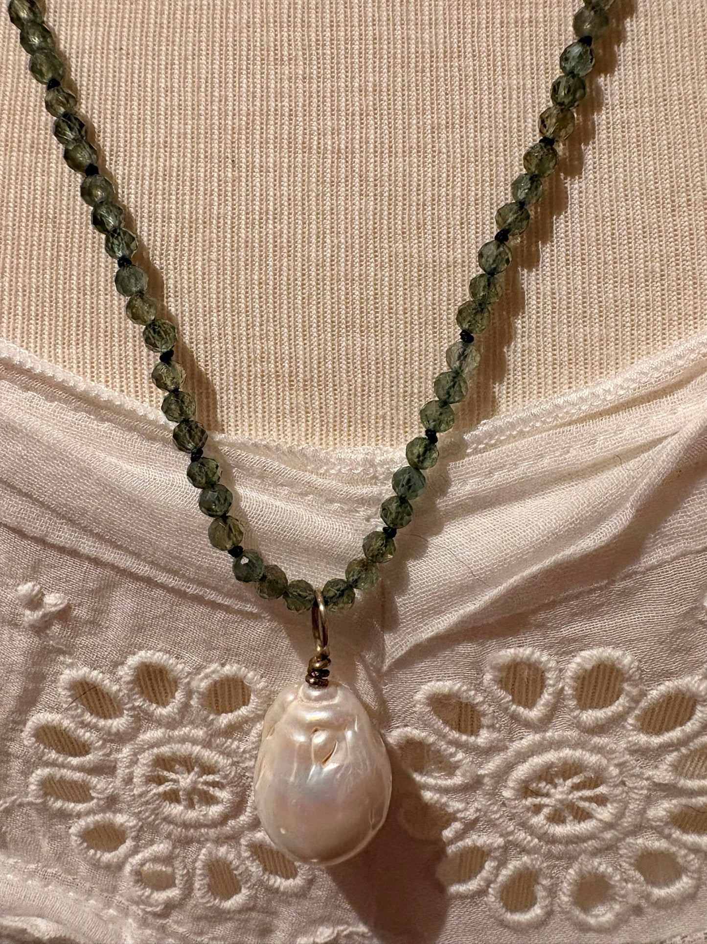Apatite with Baroque Pearl Pendant