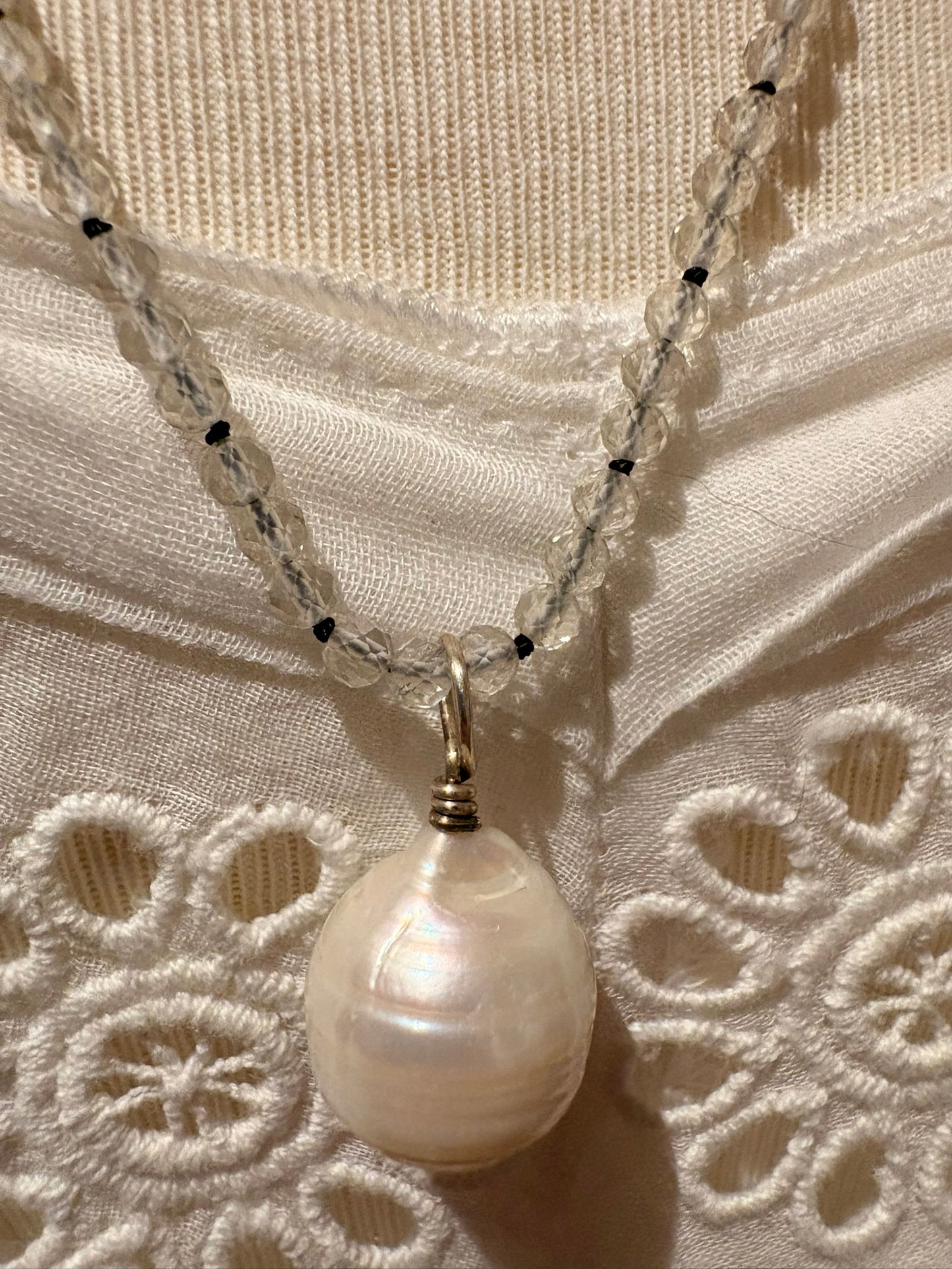 Lemon Quartz with Baroque Pearl Pendant