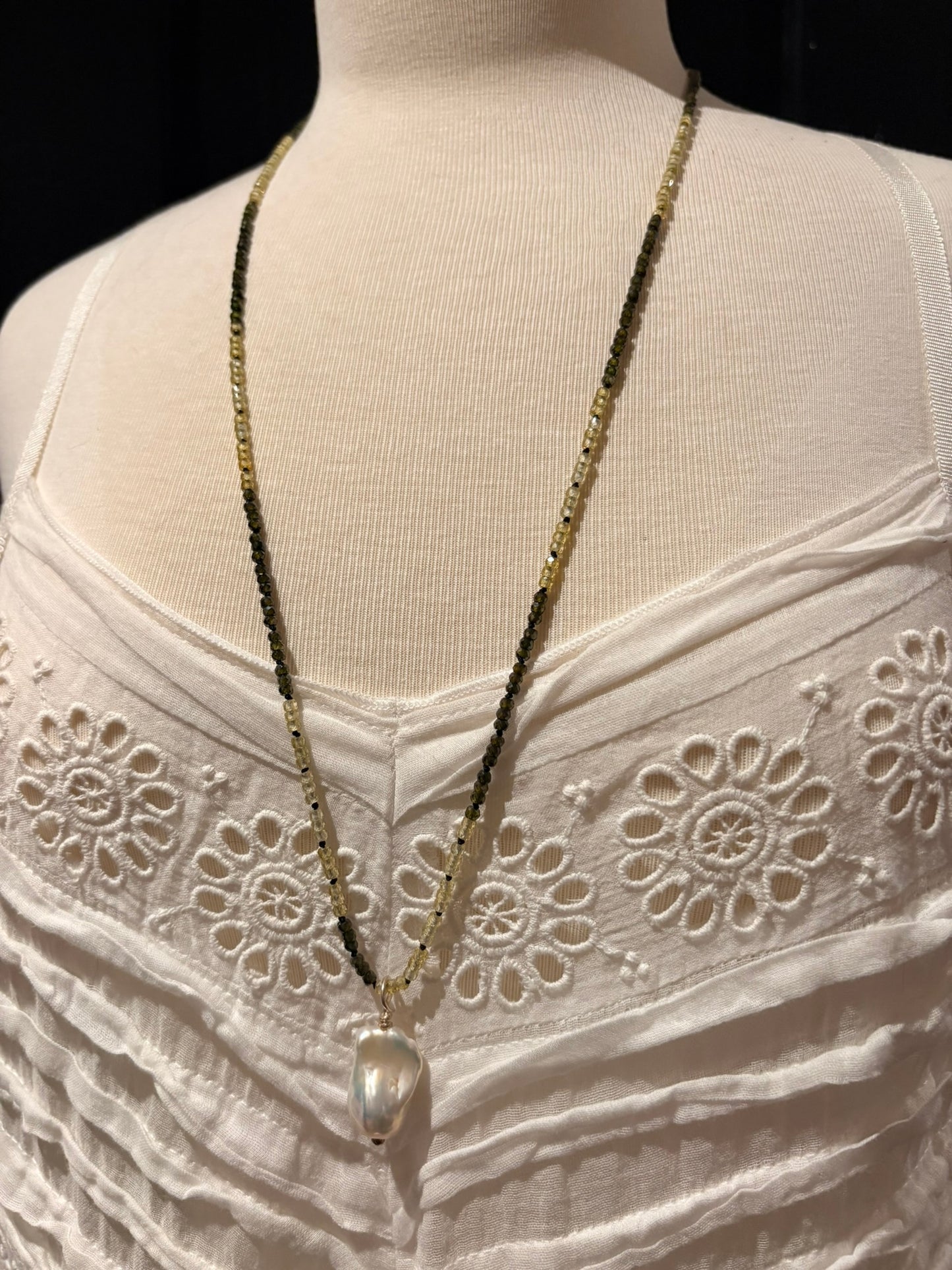 Multi Zircon with Baroque Pearl Necklace