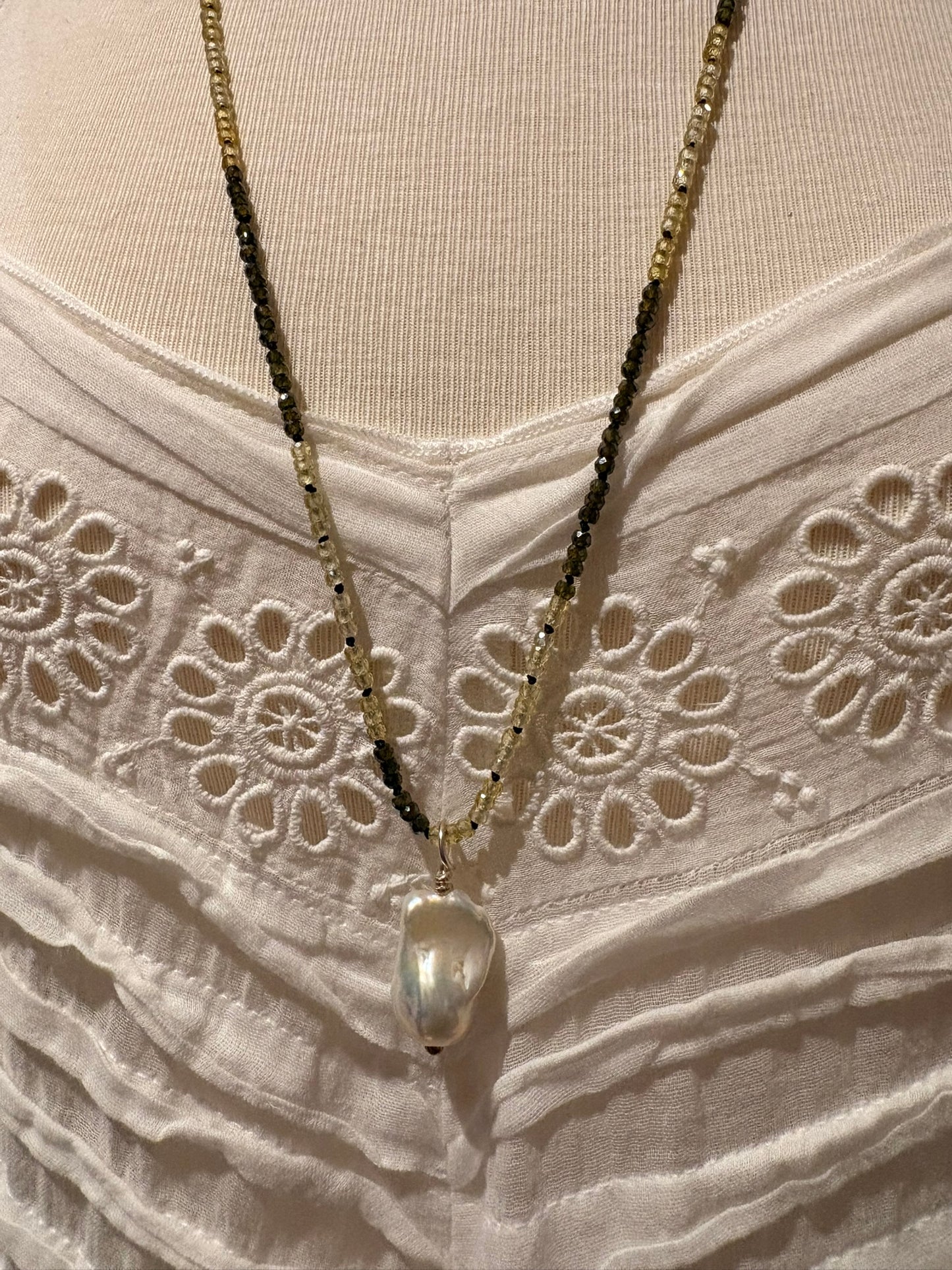 Multi Zircon with Baroque Pearl Necklace