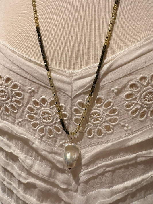 Multi Zircon with Baroque Pearl Necklace