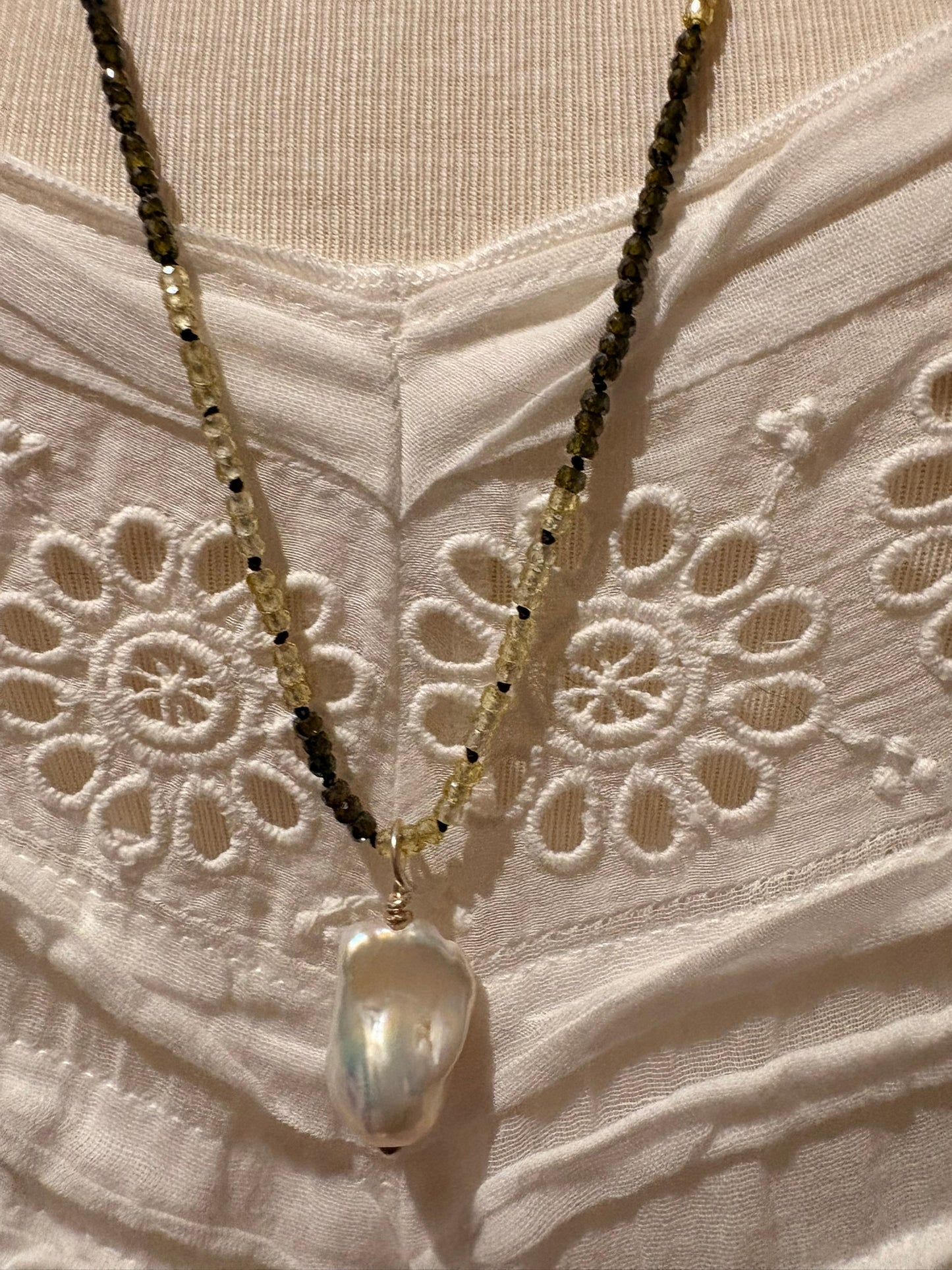 Multi Zircon with Baroque Pearl Necklace