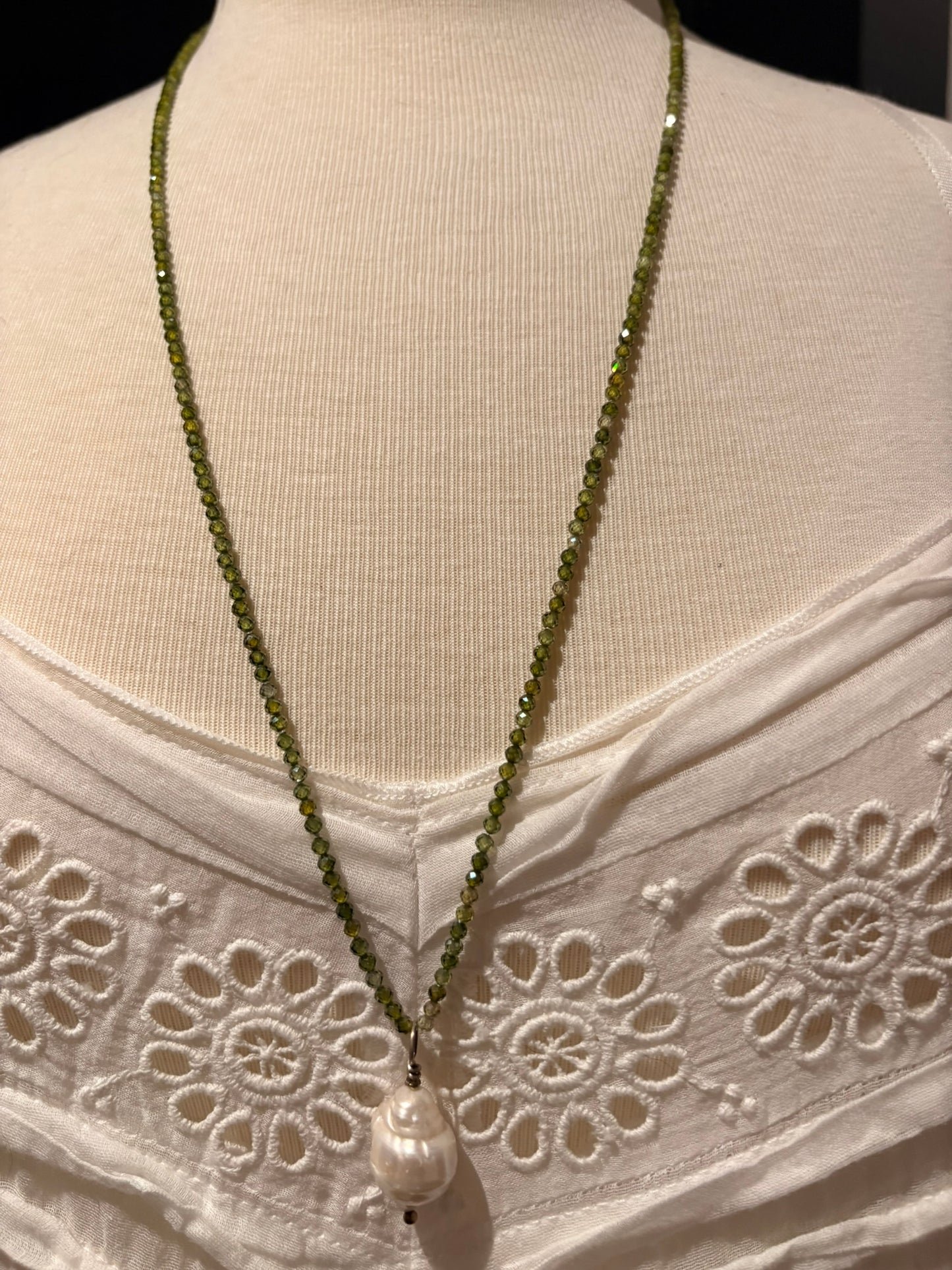 Cubic Zirconia with Baroque Pearl Necklace