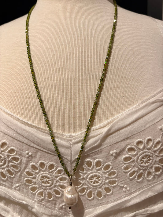 Cubic Zirconia with Baroque Pearl Necklace