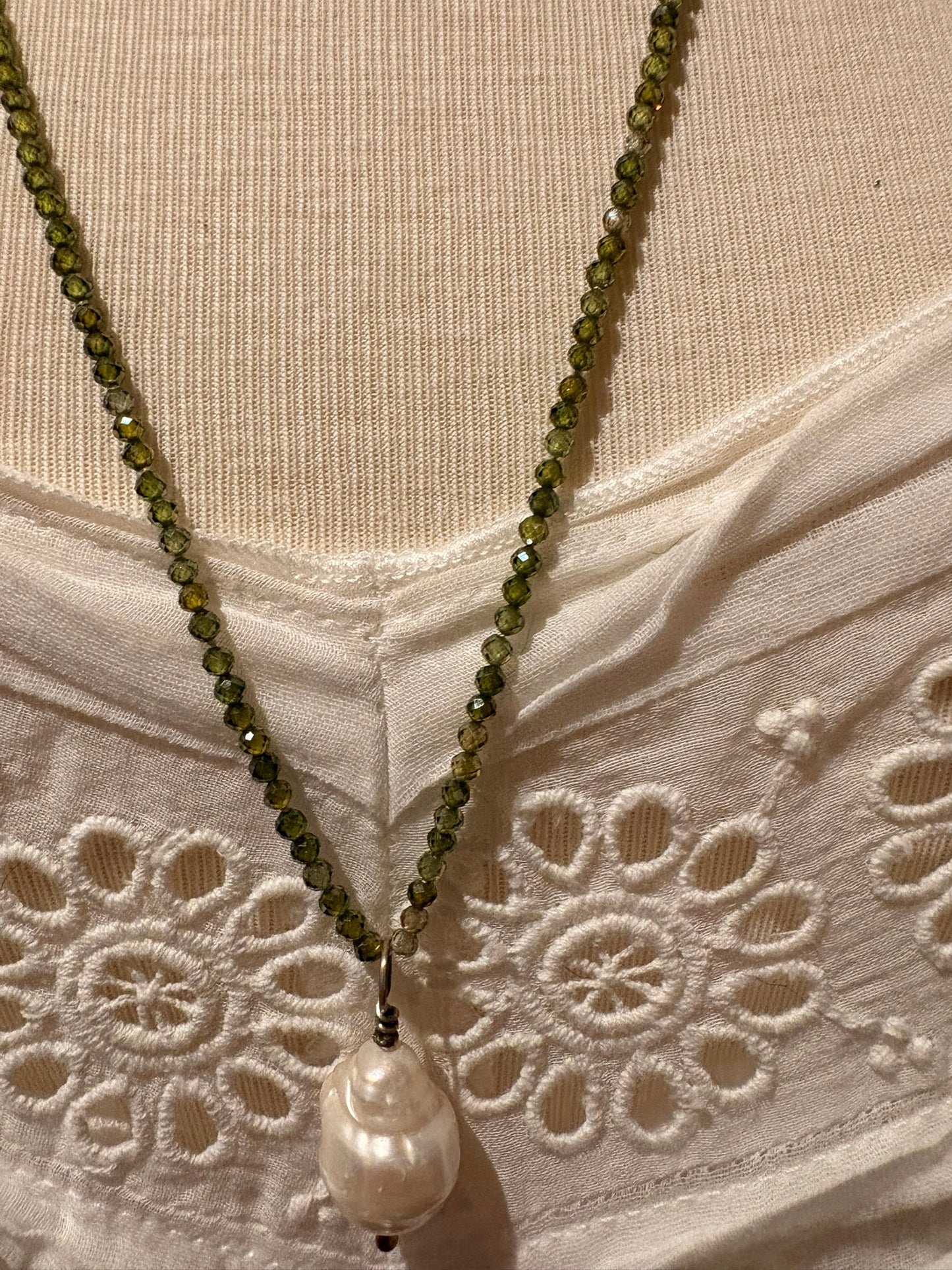 Cubic Zirconia with Baroque Pearl Necklace