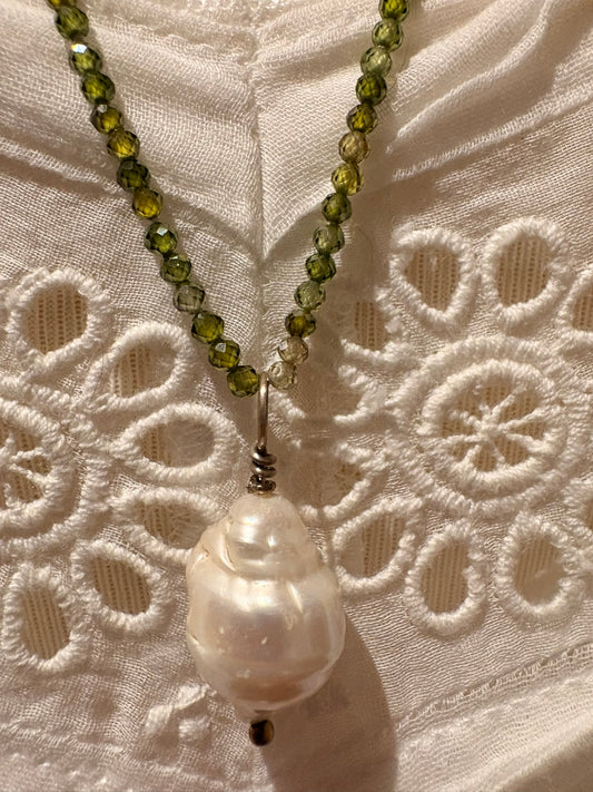 Cubic Zirconia with Baroque Pearl Necklace