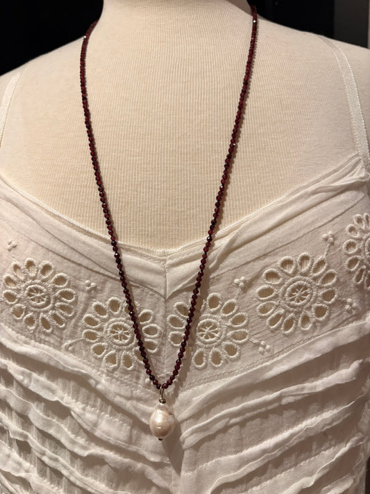 Garnet with Baroque Pearl Necklace