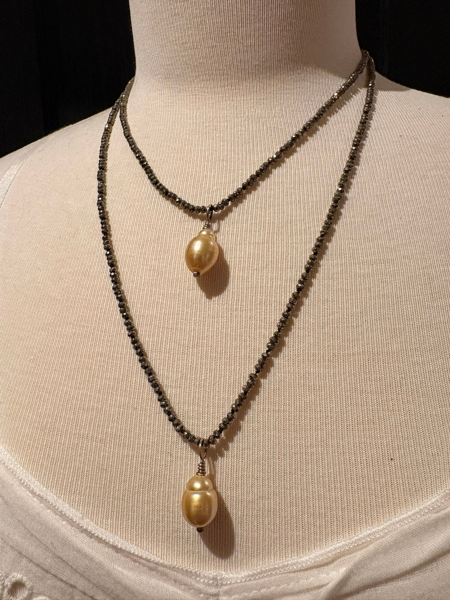 Pyrite with South Seas Pearl Necklace