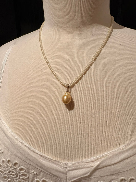 Milk Zircon with South Seas Pearl Necklace