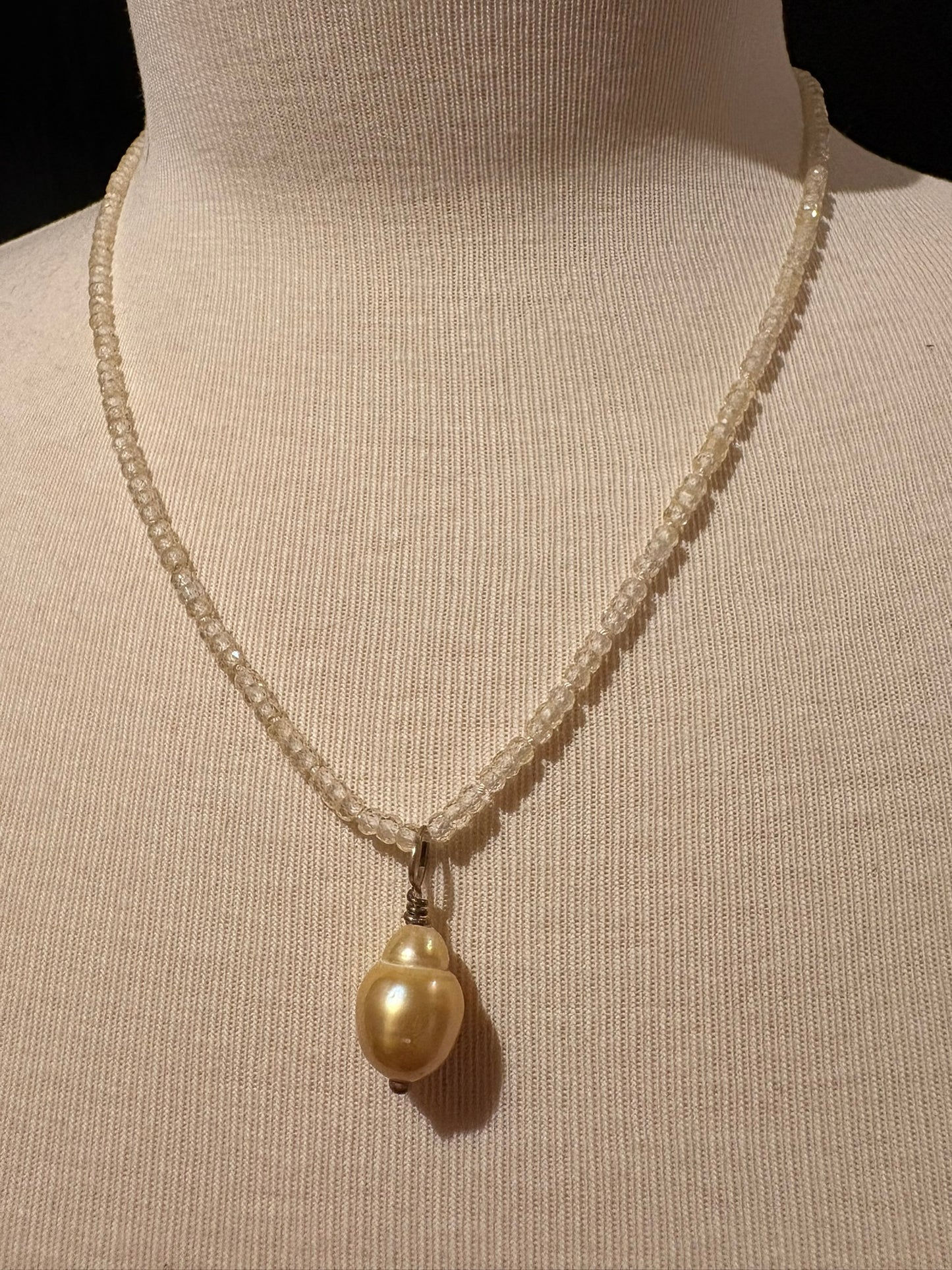 Milk Zircon with South Seas Pearl Necklace