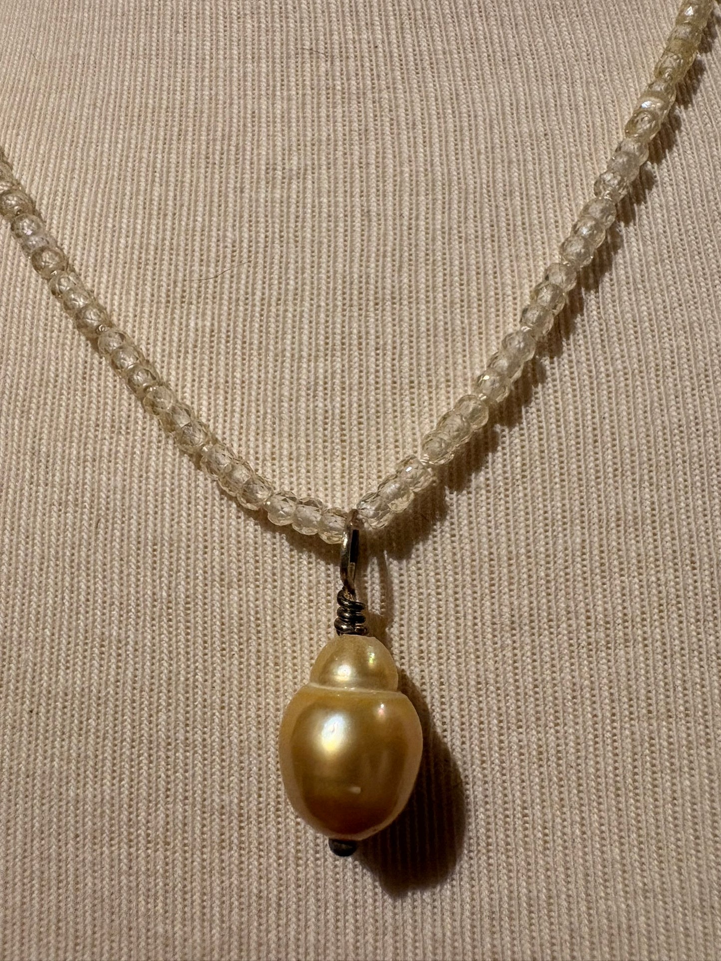 Milk Zircon with South Seas Pearl Necklace