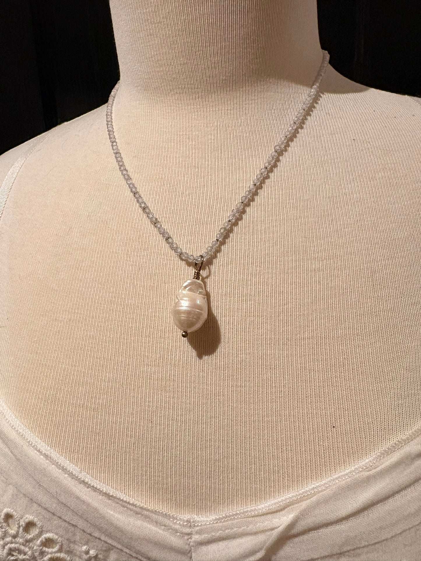 Cubic Zirconia with Baroque Pearl Necklace