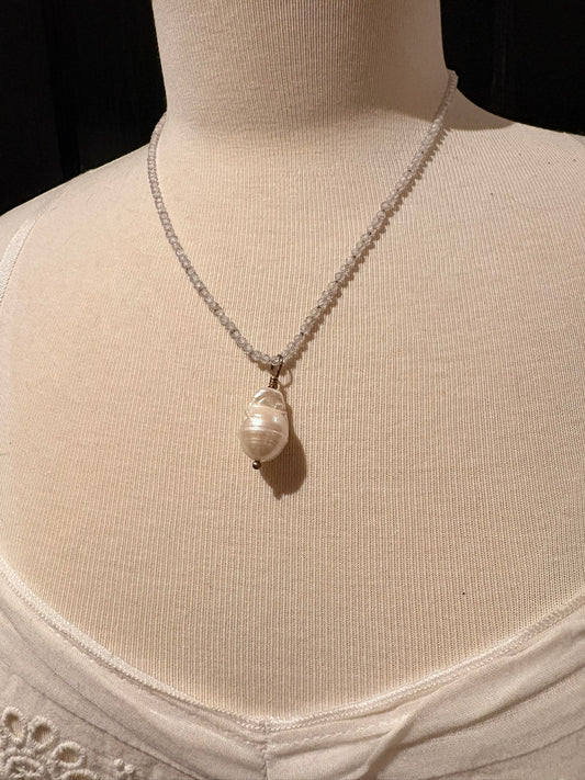Cubic Zirconia with Baroque Pearl Necklace
