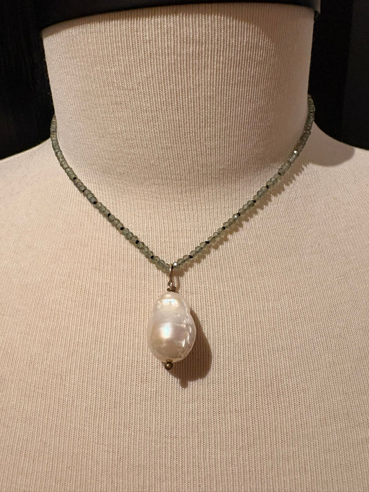 Apatite with Baroque Pearl Pendant