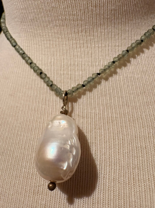Apatite with Baroque Pearl Pendant