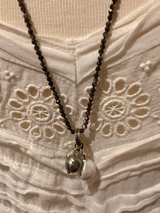 Obsidian with Tahitian Pearl Necklace