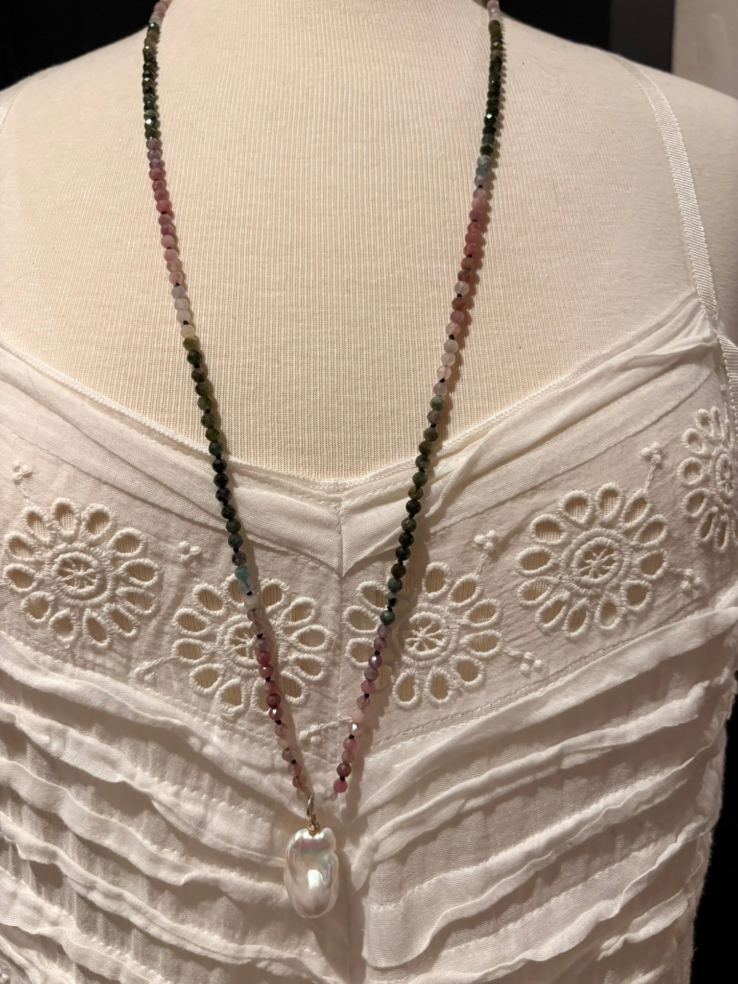 Tourmaline with Baroque Pearl Necklace